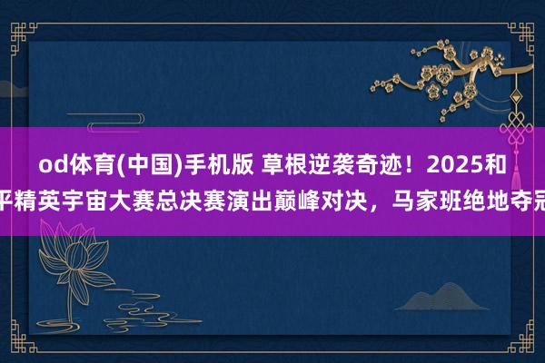 od体育(中国)手机版 草根逆袭奇迹！2025和平精英宇宙大赛总决赛演出巅峰对决，马家班绝地夺冠