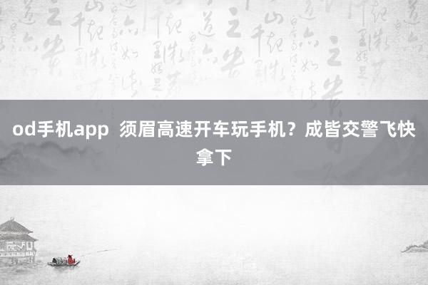 od手机app  须眉高速开车玩手机？成皆交警飞快拿下