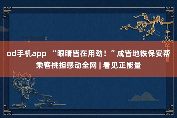 od手机app  “眼睛皆在用劲！”成皆地铁保安帮乘客挑担感动全网 | 看见正能量