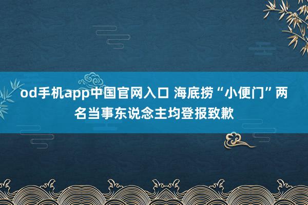 od手机app中国官网入口 海底捞“小便门”两名当事东说念主均登报致歉