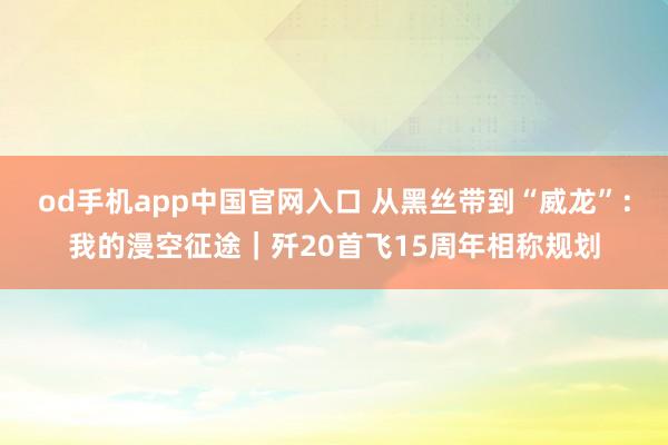 od手机app中国官网入口 从黑丝带到“威龙”：我的漫空征途｜歼20首飞15周年相称规划