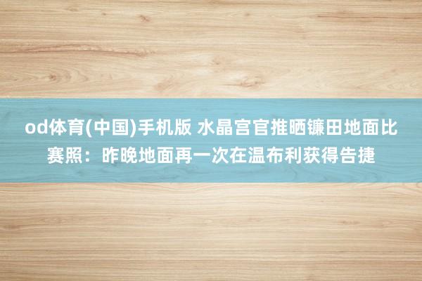 od体育(中国)手机版 水晶宫官推晒镰田地面比赛照：昨晚地面再一次在温布利获得告捷