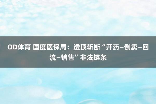 OD体育 国度医保局：透顶斩断“开药—倒卖—回流—销售”非法链条