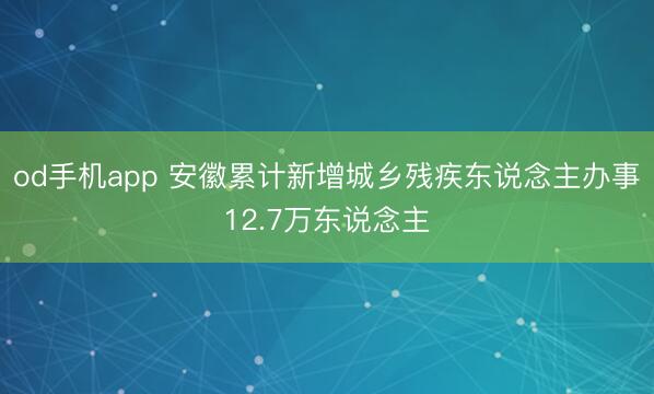 od手机app 安徽累计新增城乡残疾东说念主办事12.7万东说念主