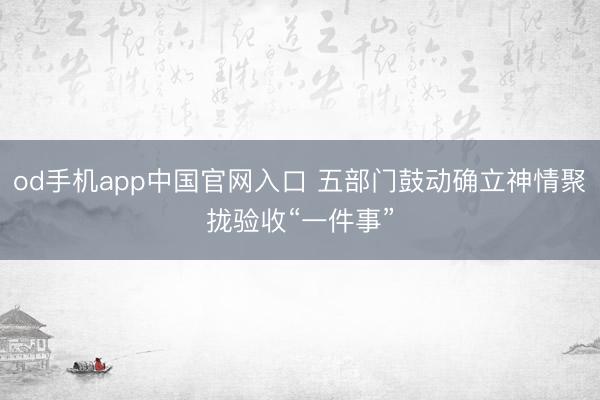 od手机app中国官网入口 五部门鼓动确立神情聚拢验收“一件事”