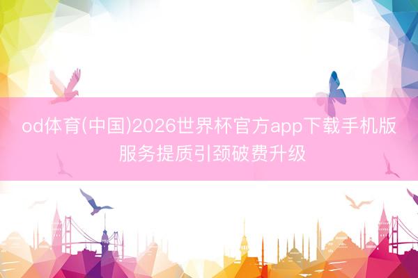 od体育(中国)2026世界杯官方app下载手机版 服务提质引颈破费升级