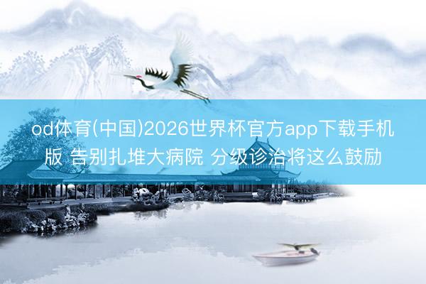 od体育(中国)2026世界杯官方app下载手机版 告别扎堆大病院 分级诊治将这么鼓励