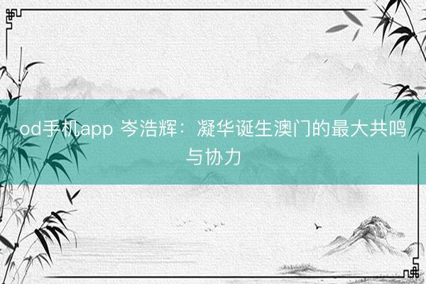 od手机app 岑浩辉：凝华诞生澳门的最大共鸣与协力