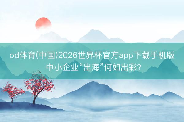 od体育(中国)2026世界杯官方app下载手机版 中小企业“出海”何如出彩？
