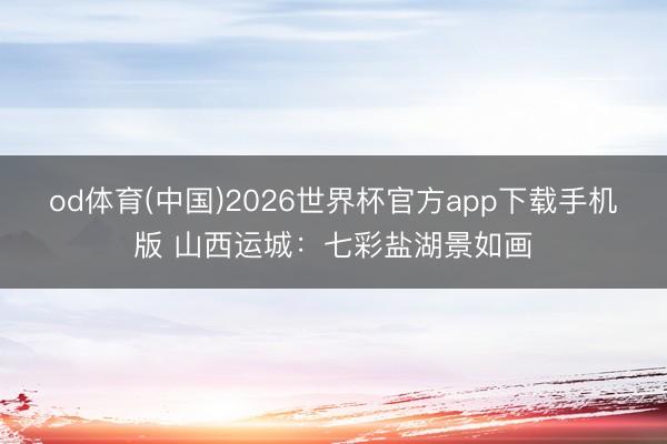 od体育(中国)2026世界杯官方app下载手机版 山西运城：七彩盐湖景如画