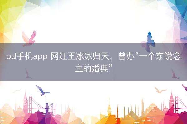 od手机app 网红王冰冰归天，曾办“一个东说念主的婚典”