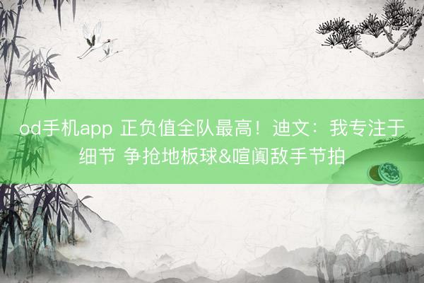 od手机app 正负值全队最高！迪文：我专注于细节 争抢地板球&喧阗敌手节拍