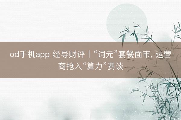 od手机app 经导财评丨“词元”套餐面市, 运营商抢入“算力”赛谈