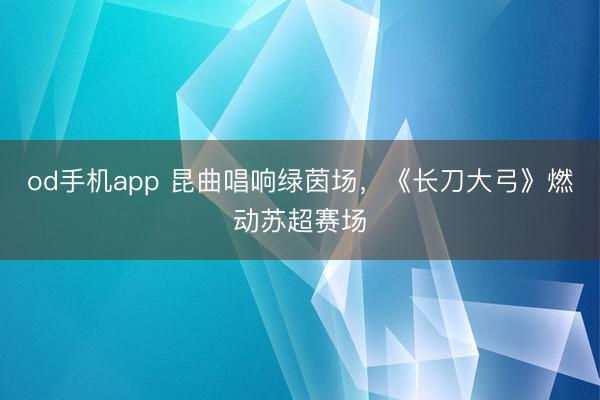 od手机app 昆曲唱响绿茵场，《长刀大弓》燃动苏超赛场
