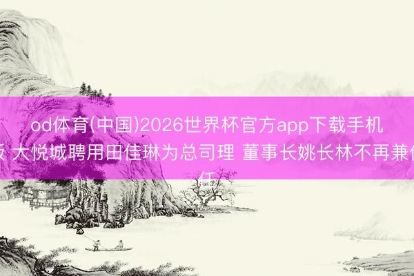 od体育(中国)2026世界杯官方app下载手机版 大悦城聘用田佳琳为总司理 董事长姚长林不再兼任