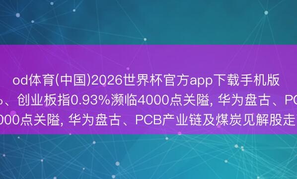 od体育(中国)2026世界杯官方app下载手机版 A股开盘: 沪指涨0.33%、创业板指0.93%濒临4000点关隘， 华为盘古、PCB产业链及煤炭见解股走高
