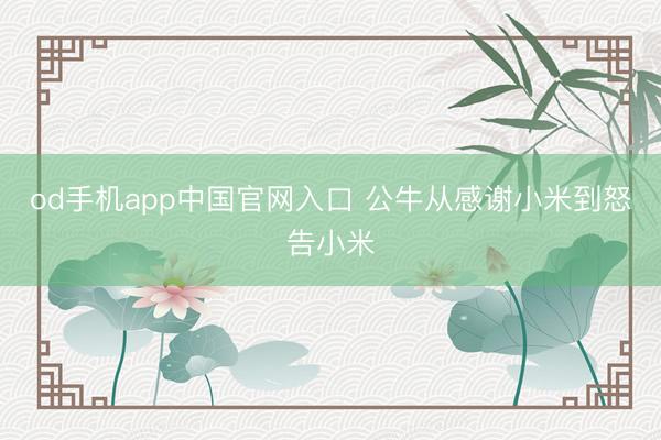 od手机app中国官网入口 公牛从感谢小米到怒告小米