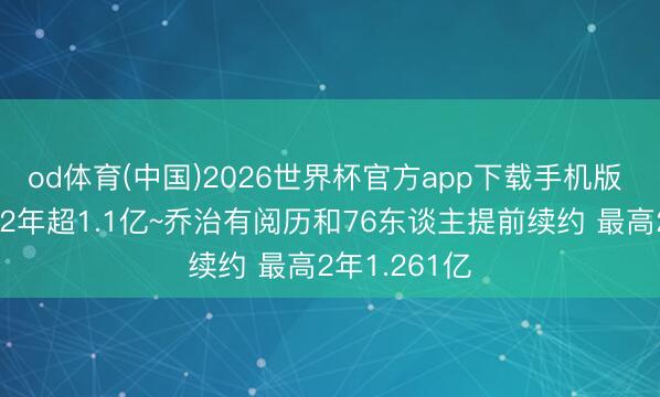 od体育(中国)2026世界杯官方app下载手机版 现条约还剩2年超1.1亿~乔治有阅历和76东谈主提前续约 最高2年1.261亿