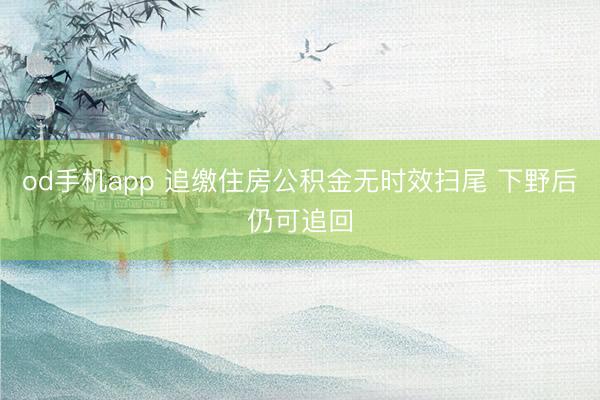 od手机app 追缴住房公积金无时效扫尾 下野后仍可追回