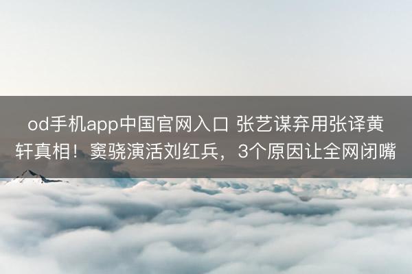 od手机app中国官网入口 张艺谋弃用张译黄轩真相！窦骁演活刘红兵，3个原因让全网闭嘴