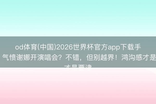 od体育(中国)2026世界杯官方app下载手机版 气愤谢娜开演唱会？不错，但别越界！鸿沟感才是要津