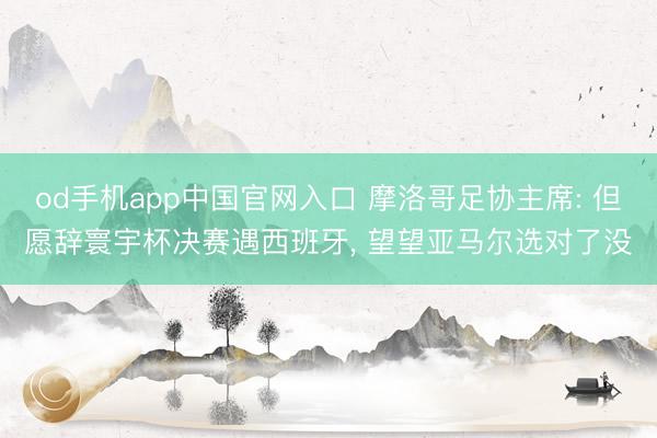 od手机app中国官网入口 摩洛哥足协主席: 但愿辞寰宇杯决赛遇西班牙， 望望亚马尔选对了没