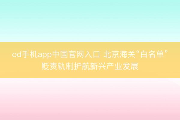 od手机app中国官网入口 北京海关“白名单”贬责轨制护航新兴产业发展