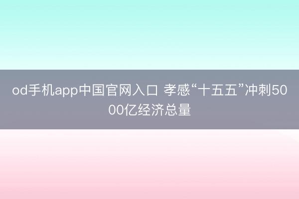 od手机app中国官网入口 孝感“十五五”冲刺5000亿经济总量