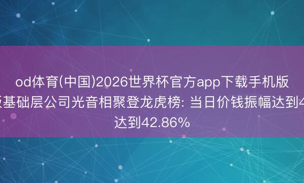 od体育(中国)2026世界杯官方app下载手机版 新三板基础层公司光音相聚登龙虎榜: 当日价钱振幅达到42.86%