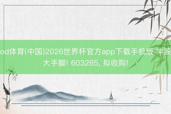 od体育(中国)2026世界杯官方app下载手机版 牛股大手脚! 603285， 拟收购!