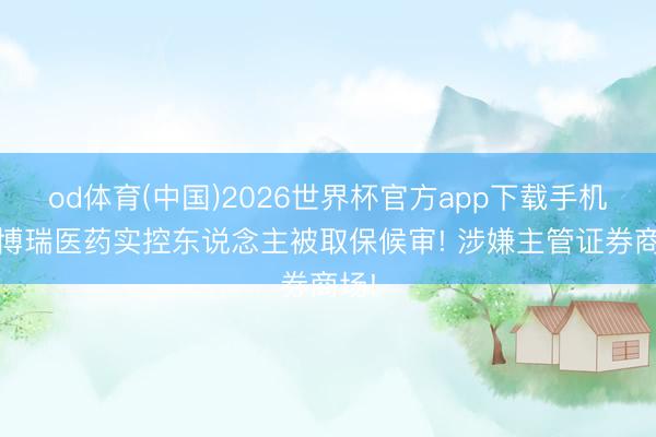 od体育(中国)2026世界杯官方app下载手机版 博瑞医药实控东说念主被取保候审! 涉嫌主管证券商场!